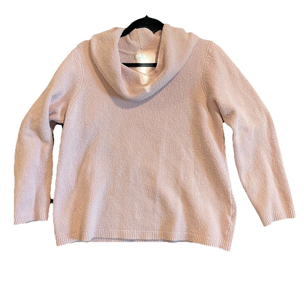 J. Jill Women’s Cowl Neck Knit Pullover Sweater Pink Relaxed fit Sz large